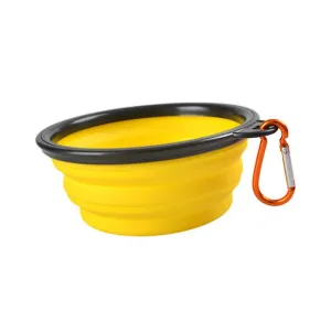 2Pcs M 650ml yellow Portable Outdoor Pet feed bowl Foldable Silicone travel Bowl AZ11368