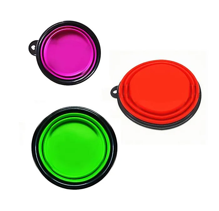 2Pcs S 350ml red Portable Outdoor Pet feed bowl Foldable Silicone travel Bowl AZ2095