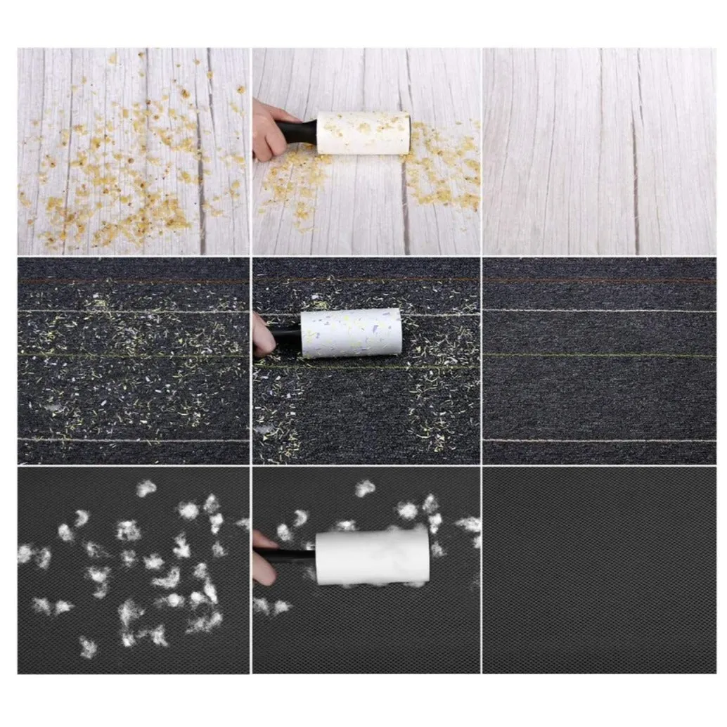 Adhesive Pet Hair Remover Paper Lint Roller Reusable Lint Brush 60 Sheets - Blue