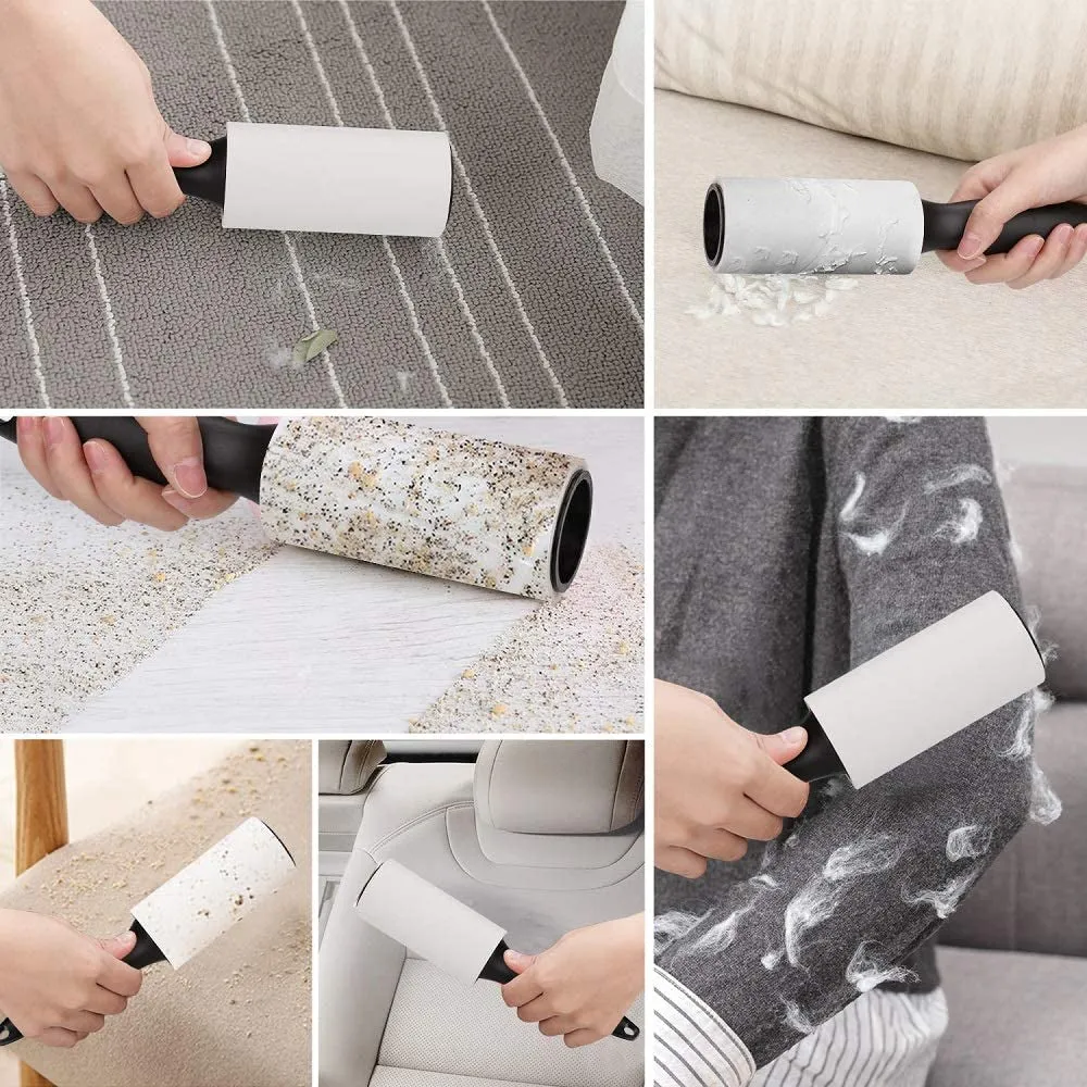 Adhesive Pet Hair Remover Paper Lint Roller Reusable Lint Brush 60 Sheets - Blue
