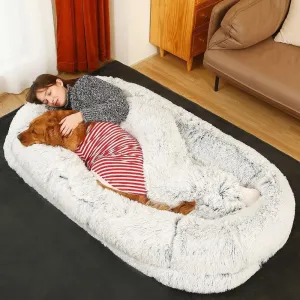 AiroPaws™ Human Dog Bed | 71"x45"x12" Orthopedic Washable Human-Size Dog Bed | Fits People & Pets | Faux Fur Plush Dog Bed