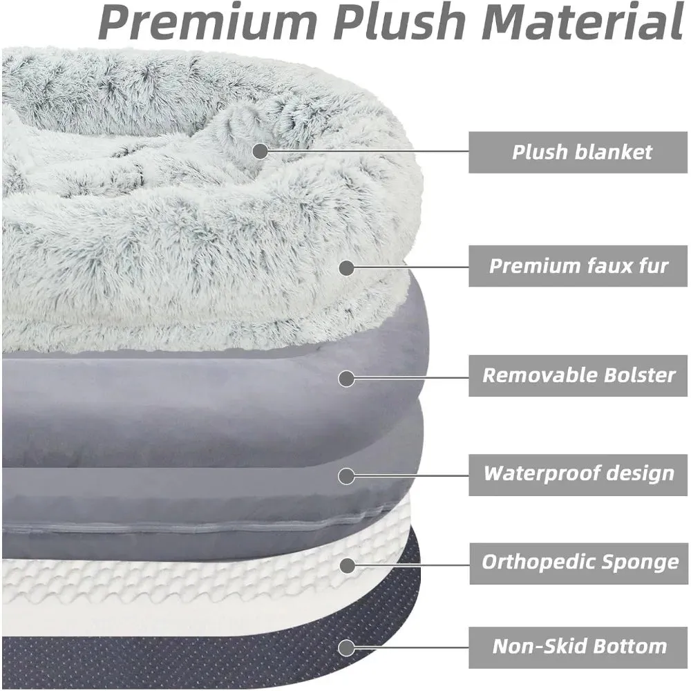 AiroPaws™ Human Dog Bed | 71"x45"x12" Orthopedic Washable Human-Size Dog Bed | Fits People & Pets | Faux Fur Plush Dog Bed
