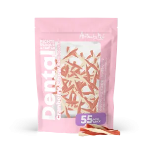 Altimate Pet Dog Dental Chews Infused with Cranberry Extract - Mini Stick 55pcs