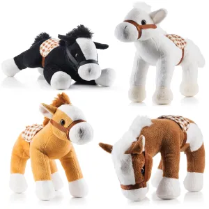 Bulk Jumbo 10'' Tall Plush Horses Stuffed Animal Horses Toys - 4 Pack  Party