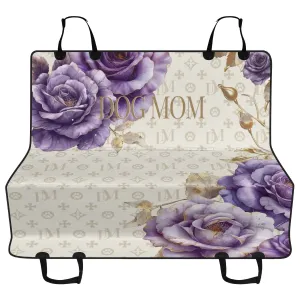 Dog Mom Signature "DM" Motif French Lavender Rose Dog Car Seat Cover