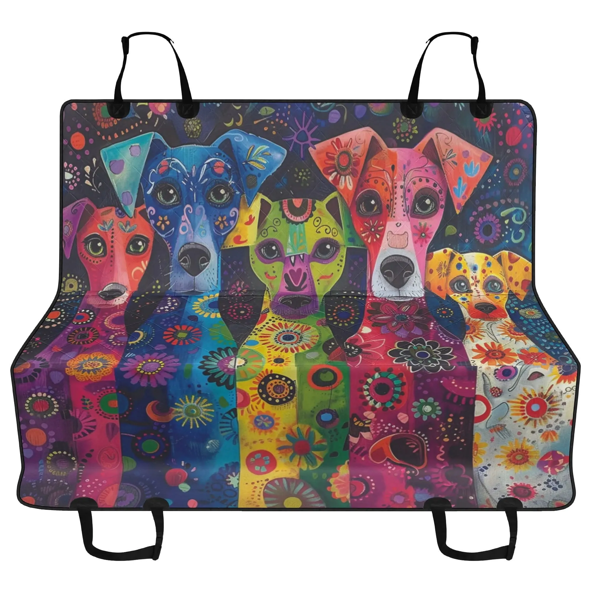 Exotic Multicolor Dog Art Hammock Dog Car Seat Cover