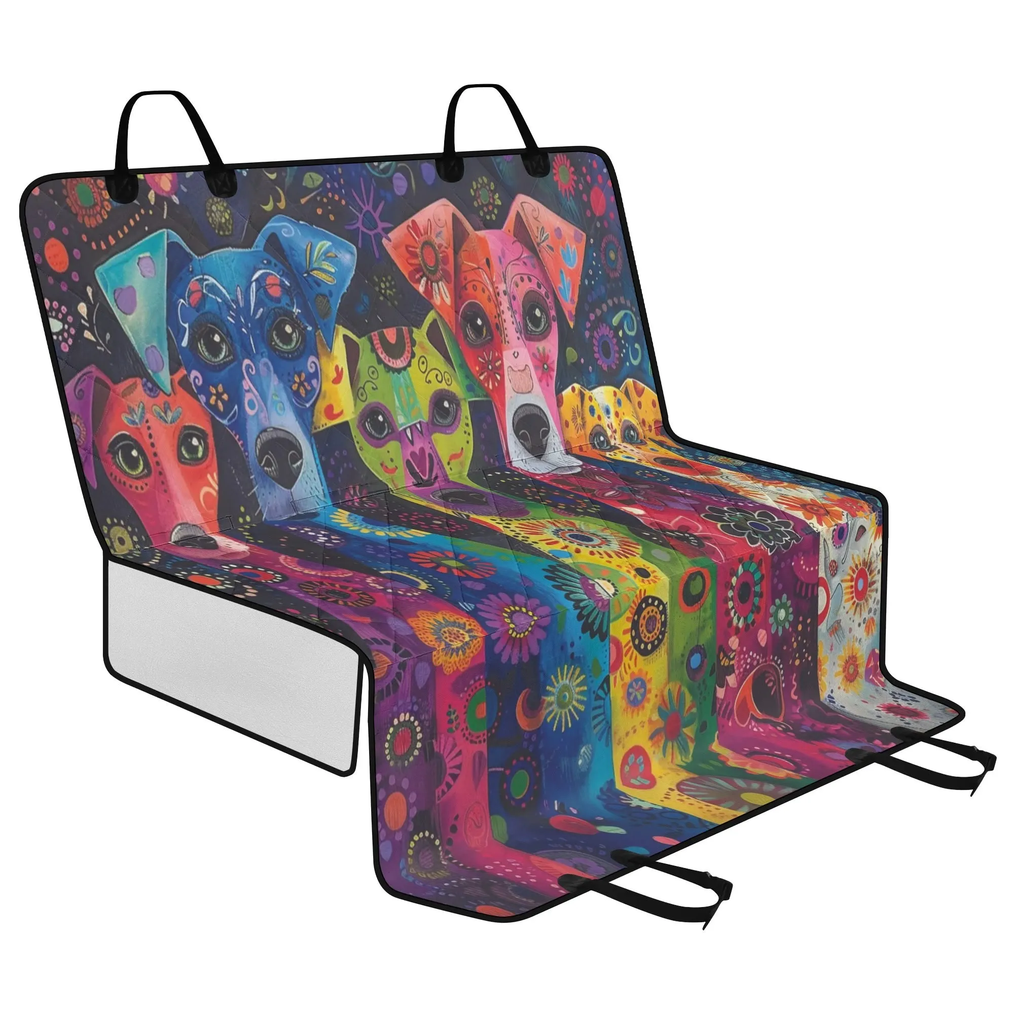 Exotic Multicolor Dog Art Hammock Dog Car Seat Cover