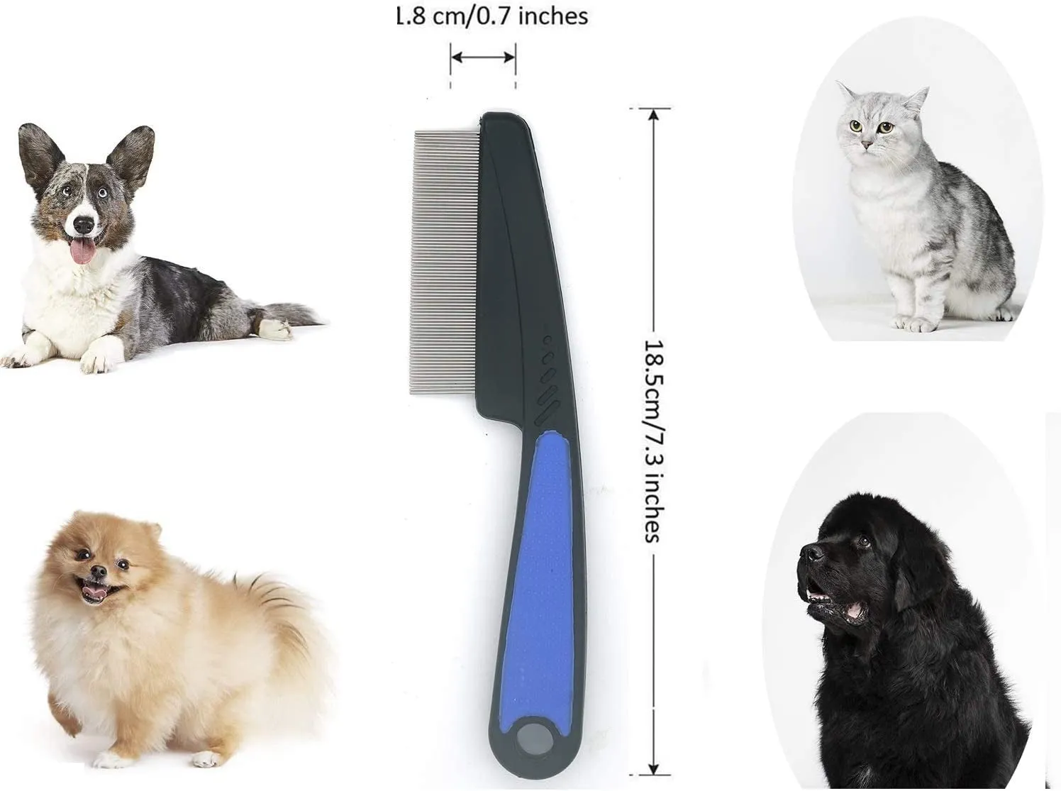 Flea Comb with Rubber Handle