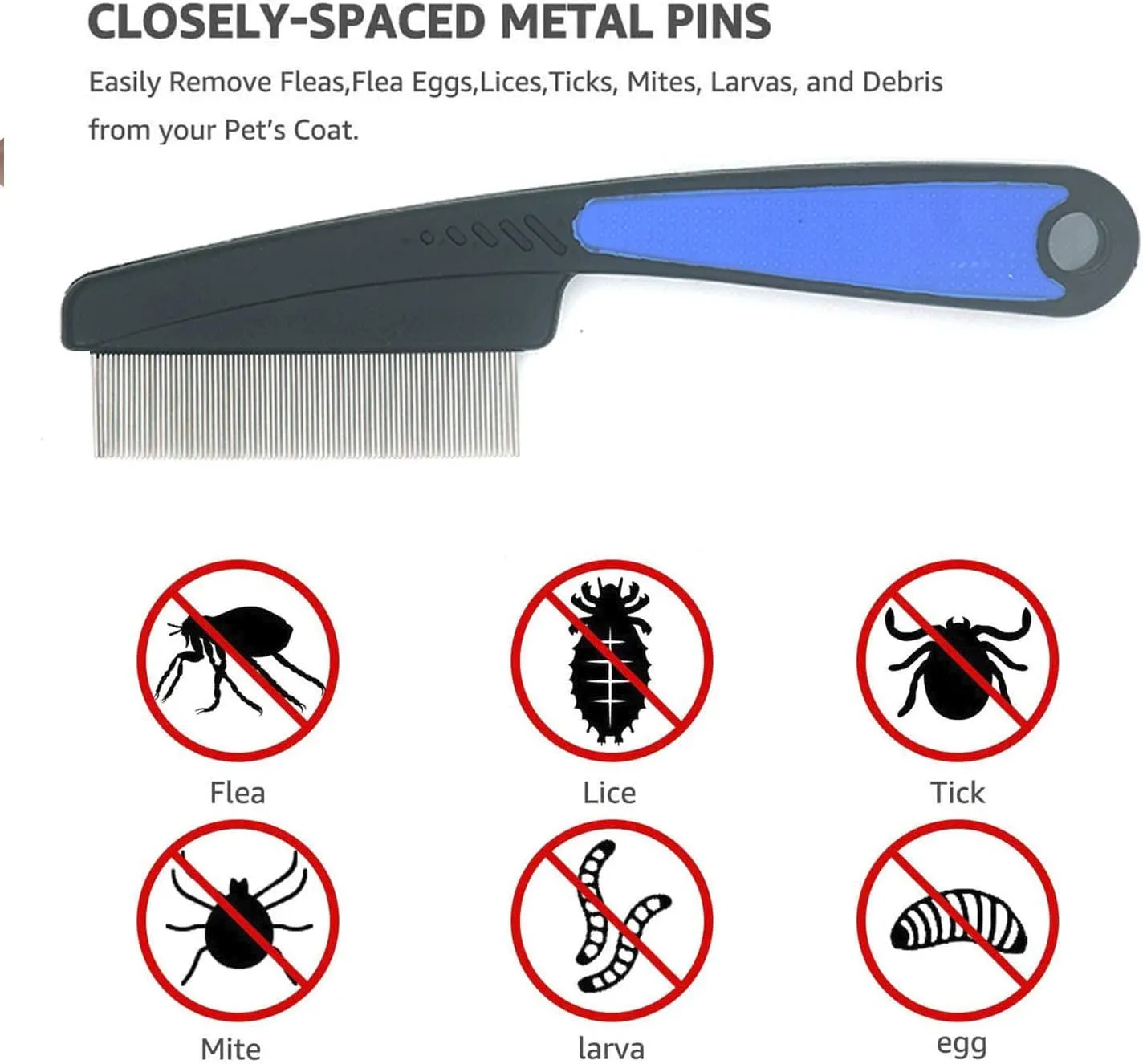 Flea Comb with Rubber Handle