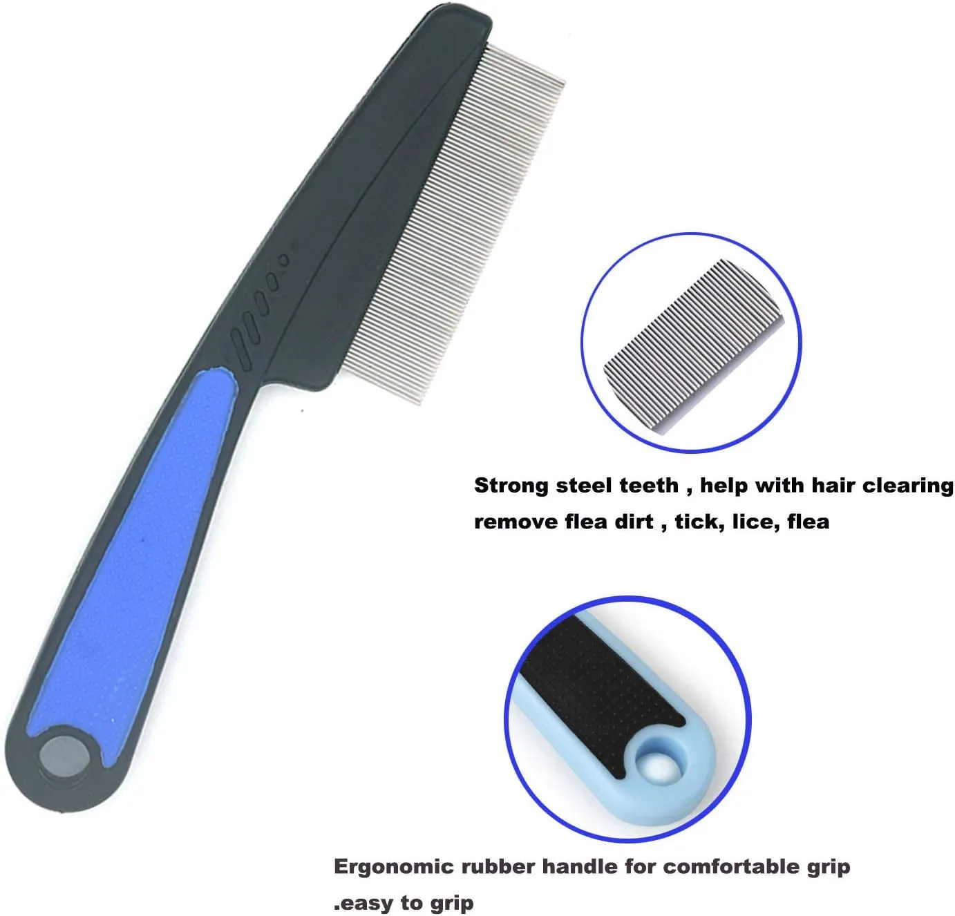 Flea Comb with Rubber Handle