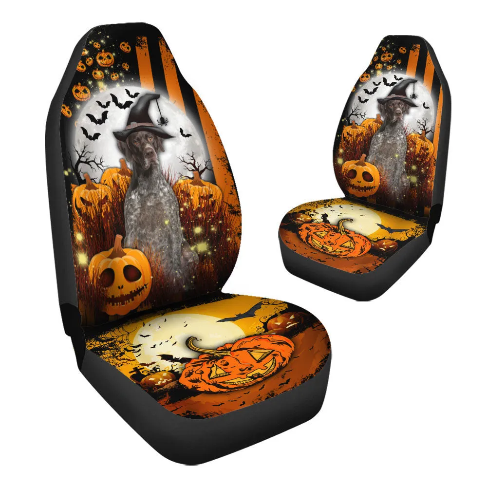 German Shorthaired Pointer Halloween Pumpkin Scary Moon Car Seat Covers
