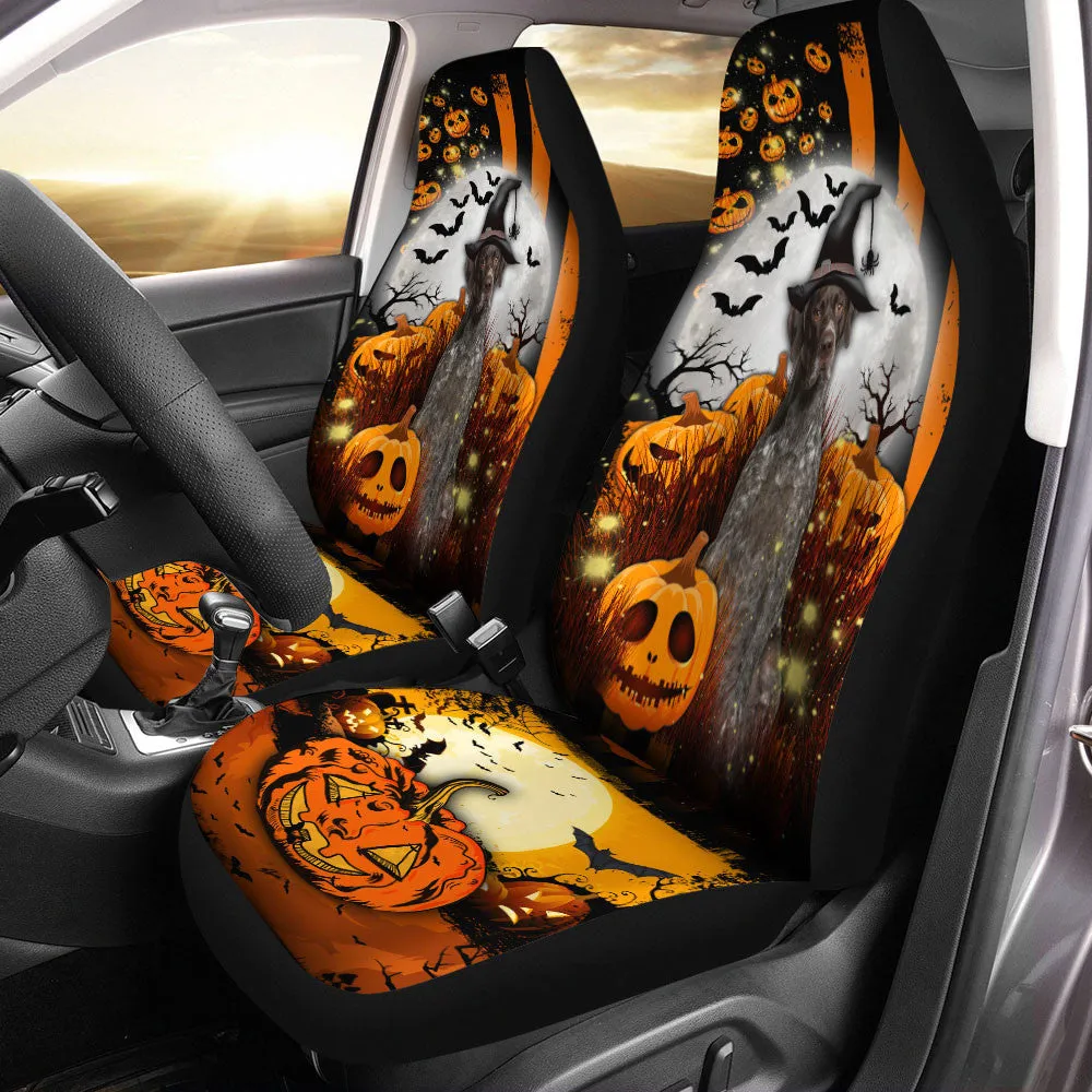 German Shorthaired Pointer Halloween Pumpkin Scary Moon Car Seat Covers