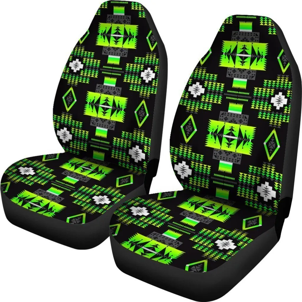 Green And Black Native Tribal Universal Fit Car Seat Covers