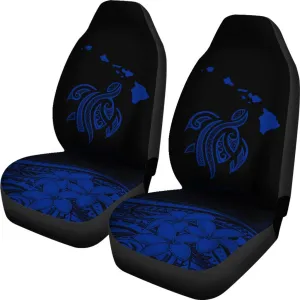 Hawaii Map Plumeria Polynesian Blue Turtle Car Set Covers