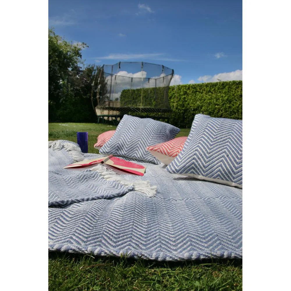 Herringbone Cushion Denim Blue