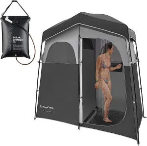 KingCamp Double Room Shower Tent with Solar Shower Set
