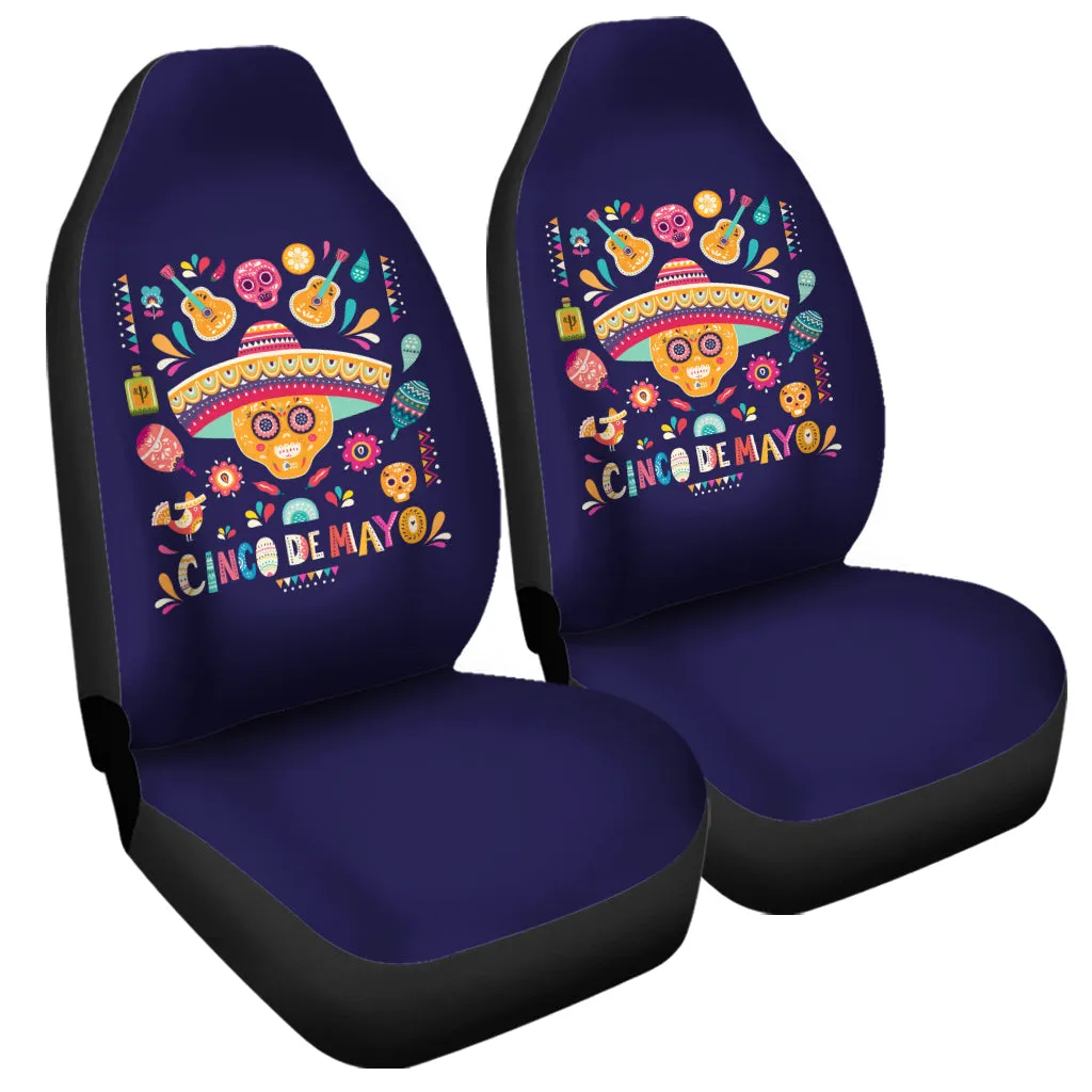 Mexican Skull Cinco de Mayo Print Universal Fit Car Seat Covers