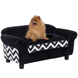 PawHut Dog Sofa Cat Couch Bed for XS Dogs w/ Removable Sponge Cushion - Black