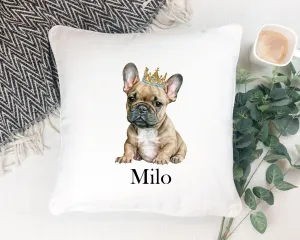 Personalised Frenchie French Bull Dog Pet Cushion - Pet Gift - Pet Bed Frenchie Crown