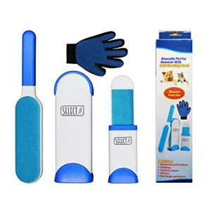 Pet Hair Remover Brush by KAALAPET | Reusable Pet Fur and Lint Remover Brush with Self-Cleaning Base   Travel-Size Dog Cat Fur & Lint Removal   Grooming Glove