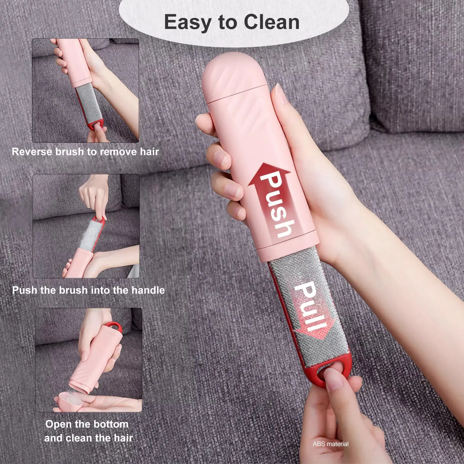 Portable Self-Cleaning Pet Hair Remover Brush-White
