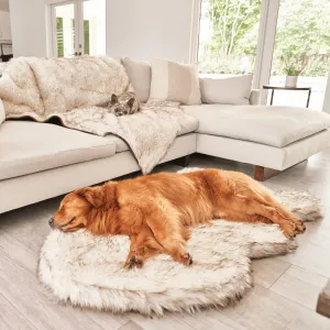 PupRug™ Orthopedic Bed   Matching Waterproof Blanket Bundle - White with Brown Accents
