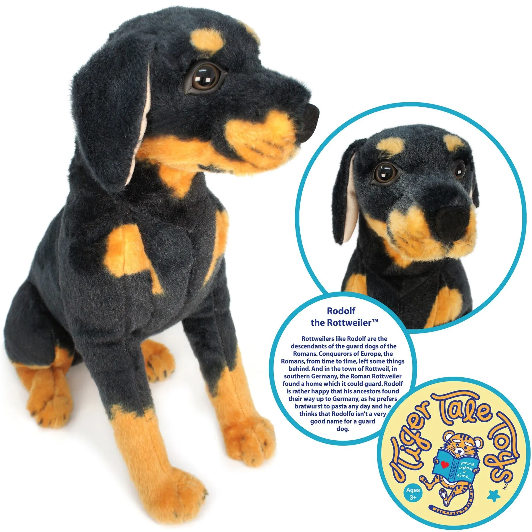 Rodolf The Rottweiler | 15 Inch Stuffed Animal Plush | By TigerHart Toys