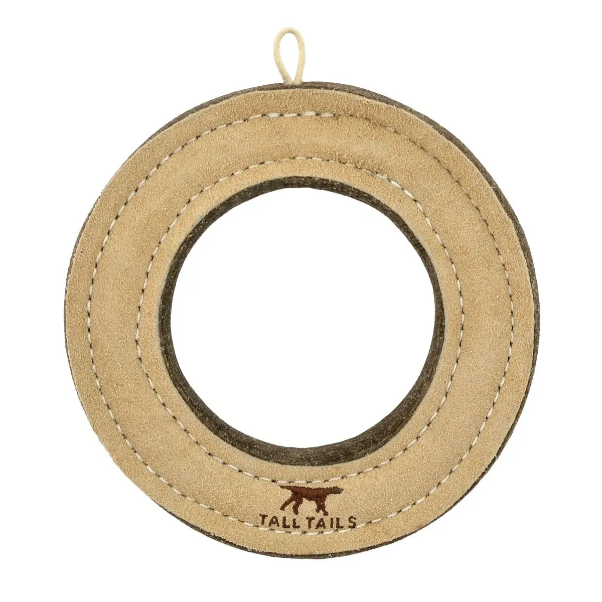 Tall Tails Dog Toy Natural Leather & Wool Ring