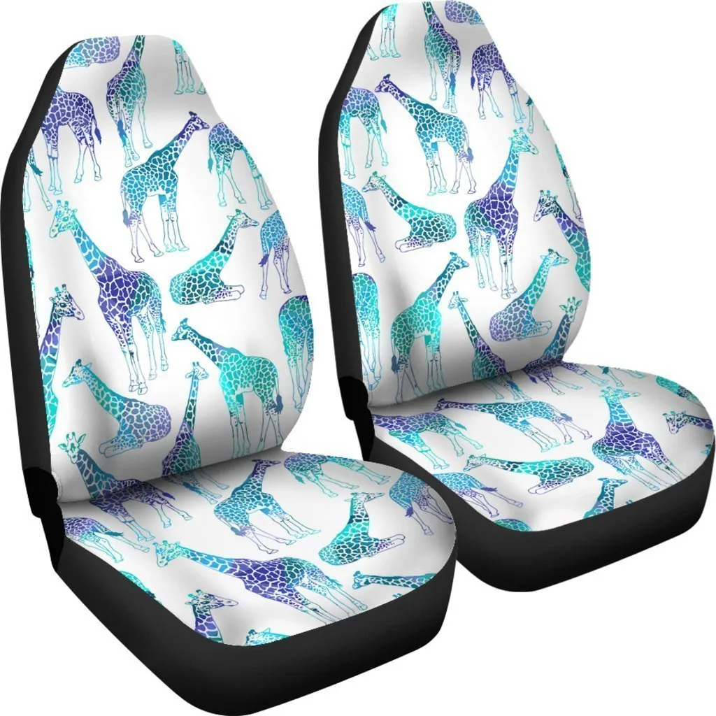 Turquoise Giraffe Pattern Print Universal Fit Car Seat Covers