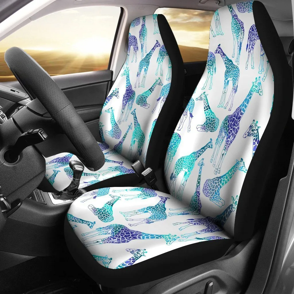 Turquoise Giraffe Pattern Print Universal Fit Car Seat Covers