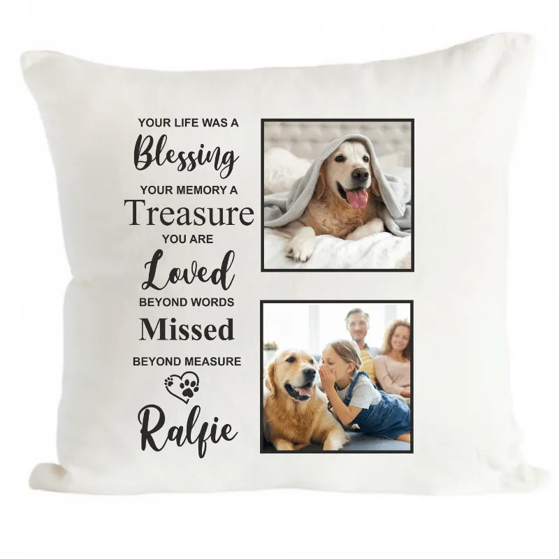 Velour Pet Memorial Cushion, Personalised Gift