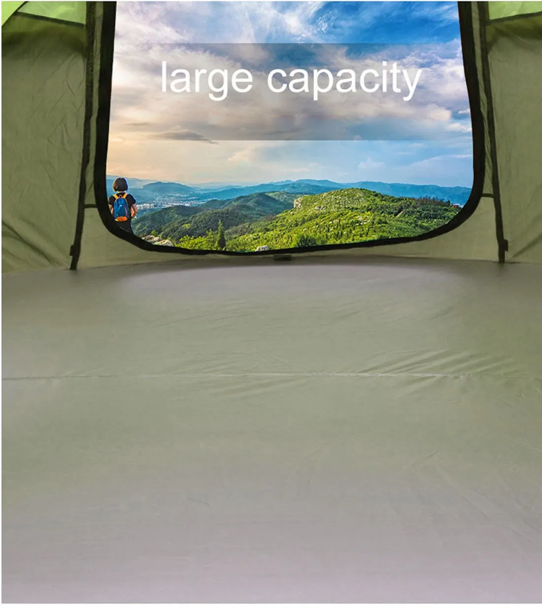 Waterproof Instant Beach Camping Tent 6 Person Pop up Tents Family Hiking Dome - green