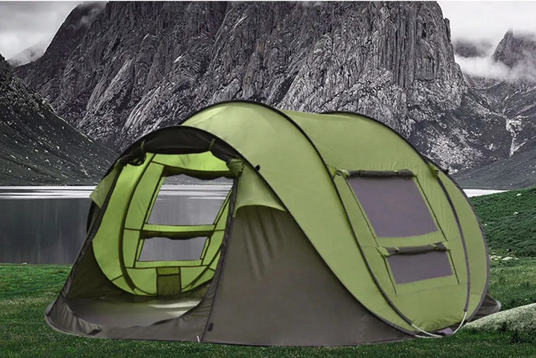 Waterproof Instant Beach Camping Tent 6 Person Pop up Tents Family Hiking Dome - green