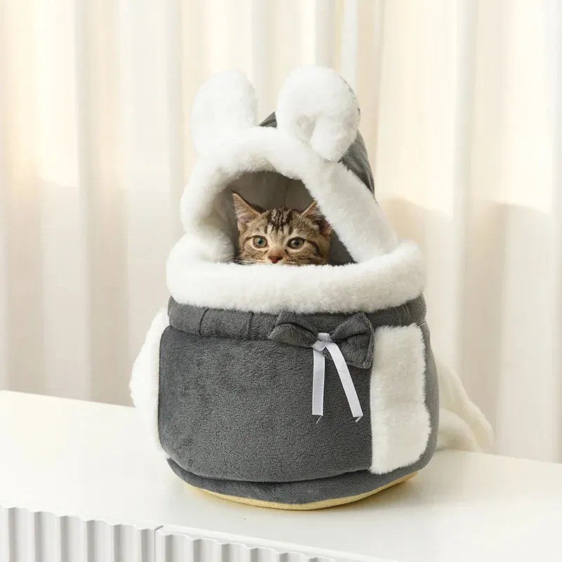 Winter Warm Pet Carrier Bag - Cozy Backpack for Small Cats and Dogs